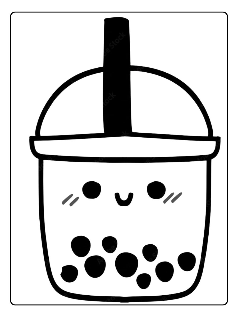 Adorable coloriage bubble tea souriant