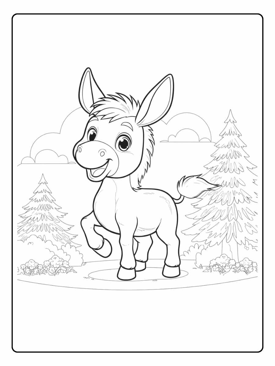 Âne coloriage heureux