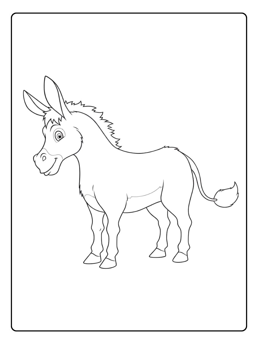 Âne coloriage souriant