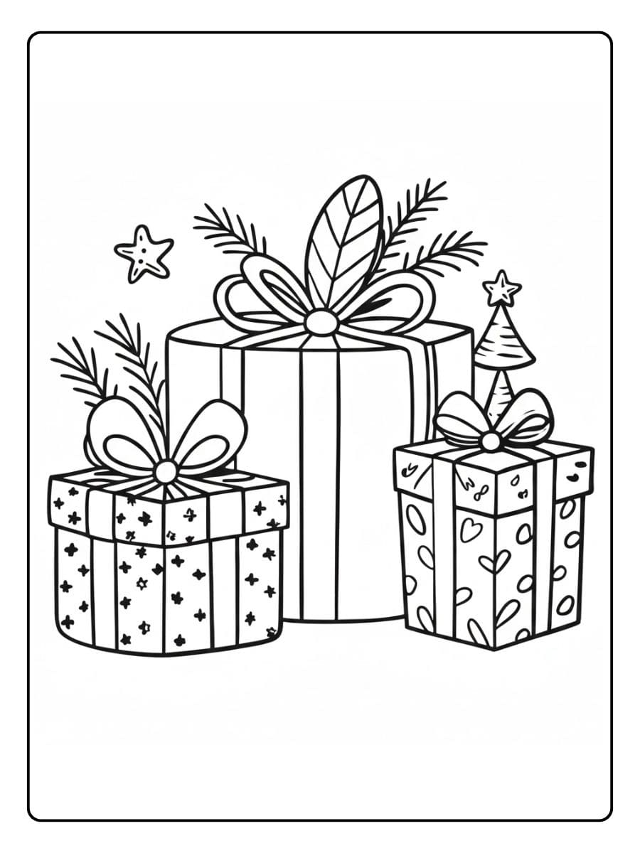 Cadeau de Noel Coloriage Simple