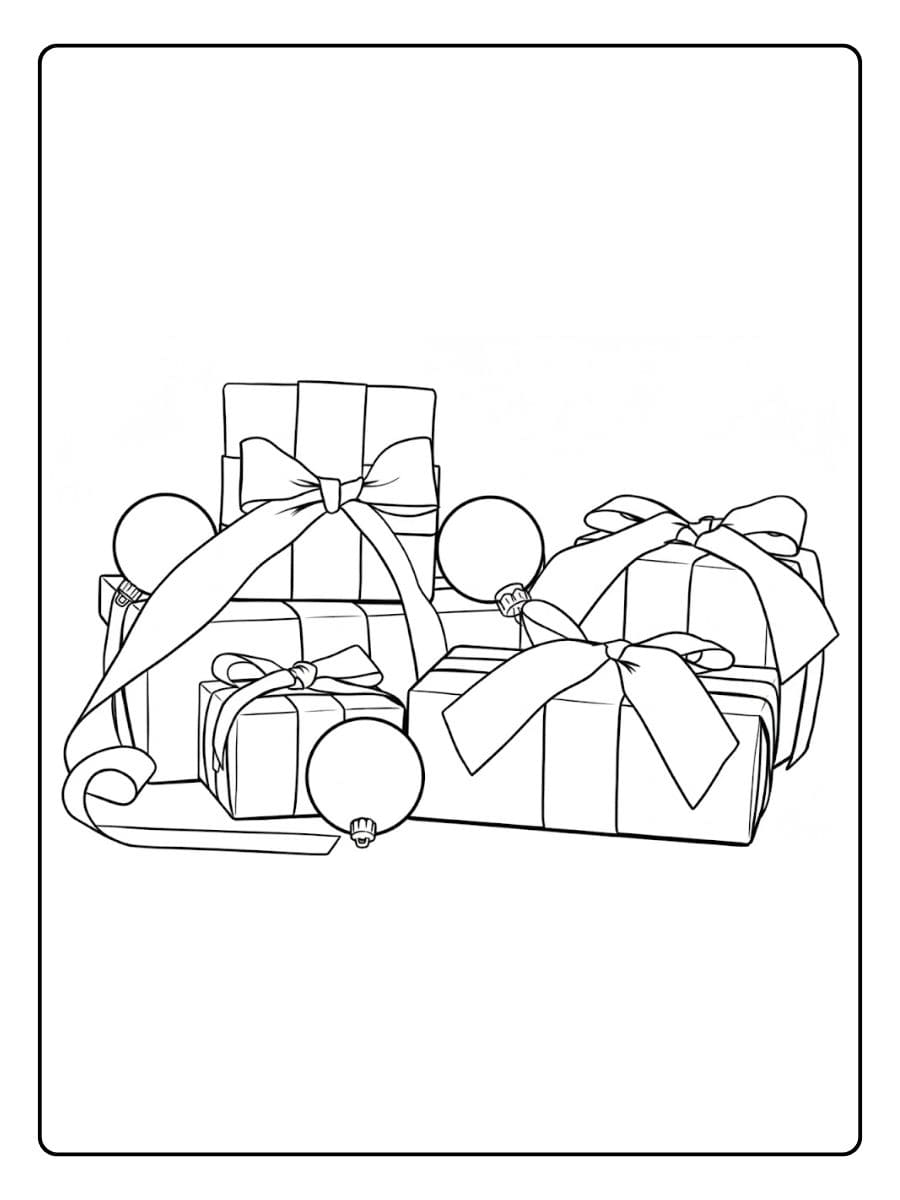 Cadeau de Noel Coloriage Simplicité et Grandes Lignes