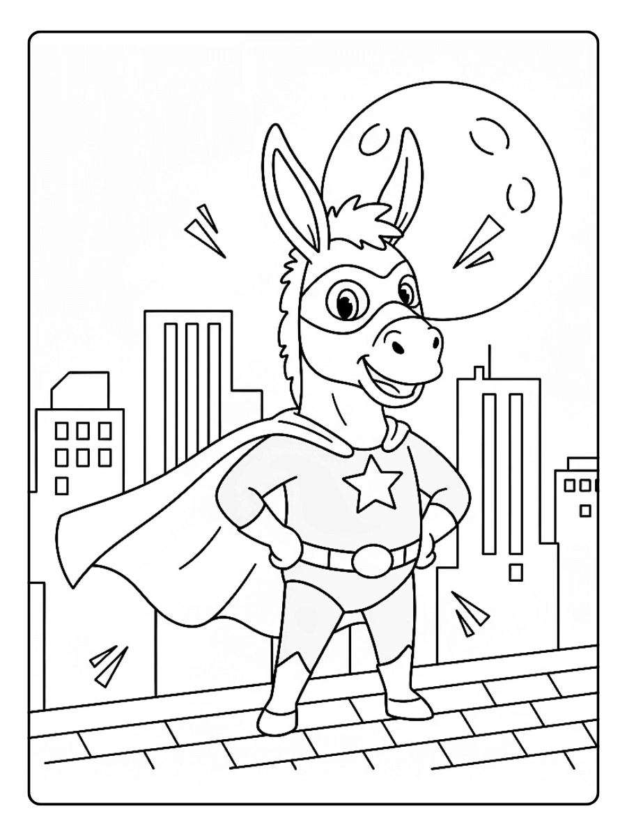 Coloriage Âne déguisé en super héros