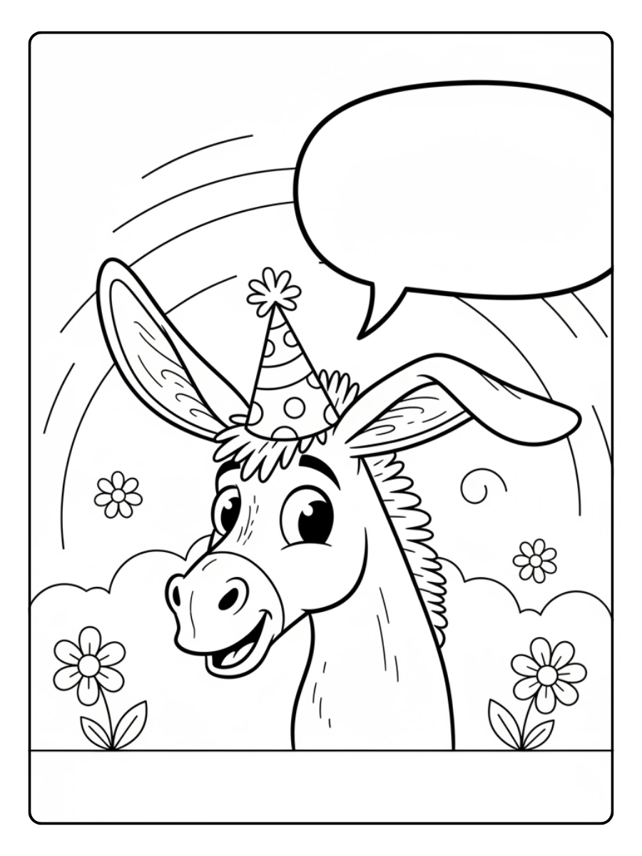 Coloriage Âne rigolo avec de grandes oreilles expressives