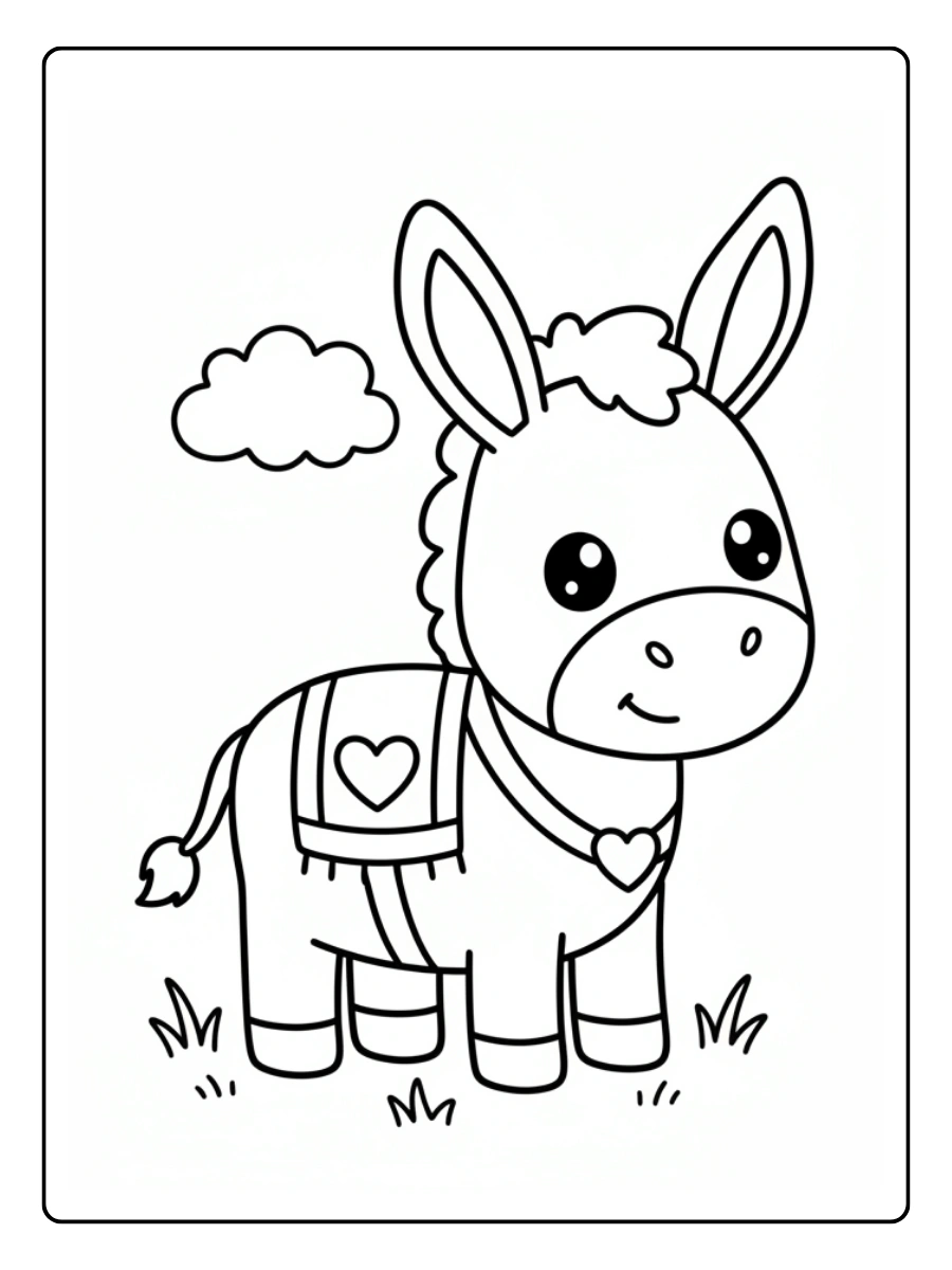 Coloriage Âne style kawaii