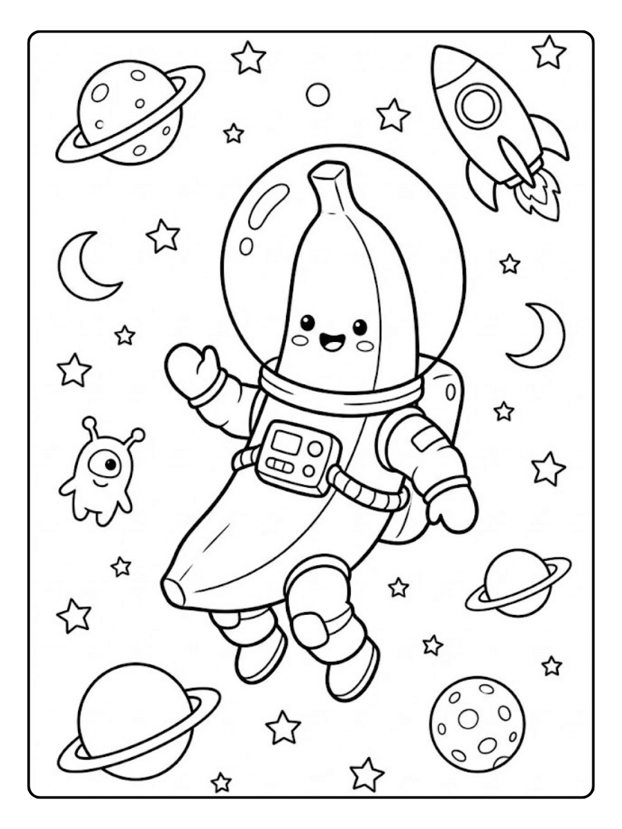 Coloriage Banane Astronaute