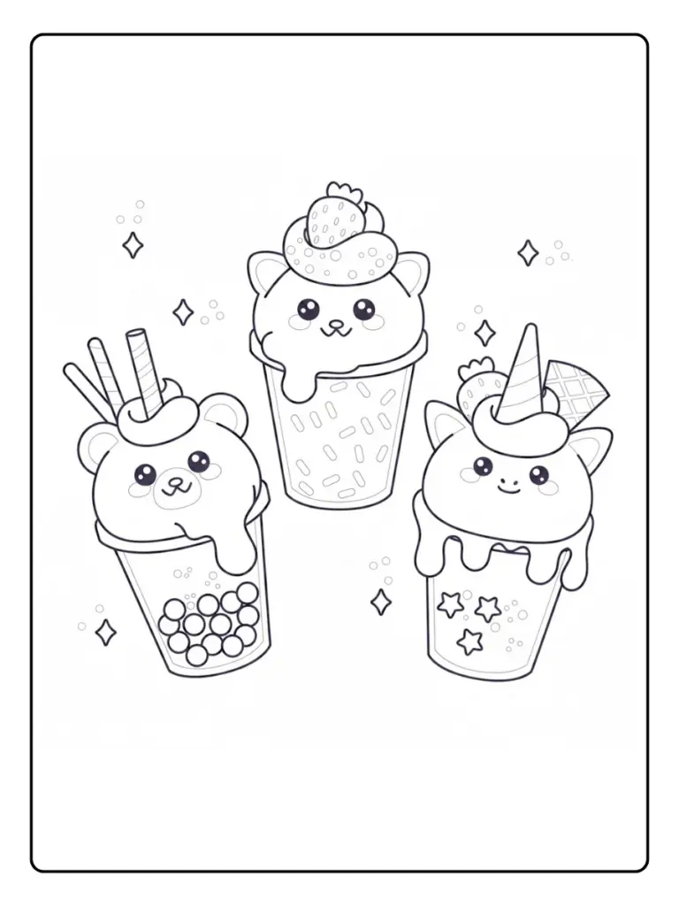 coloriage bubble tea kawaii