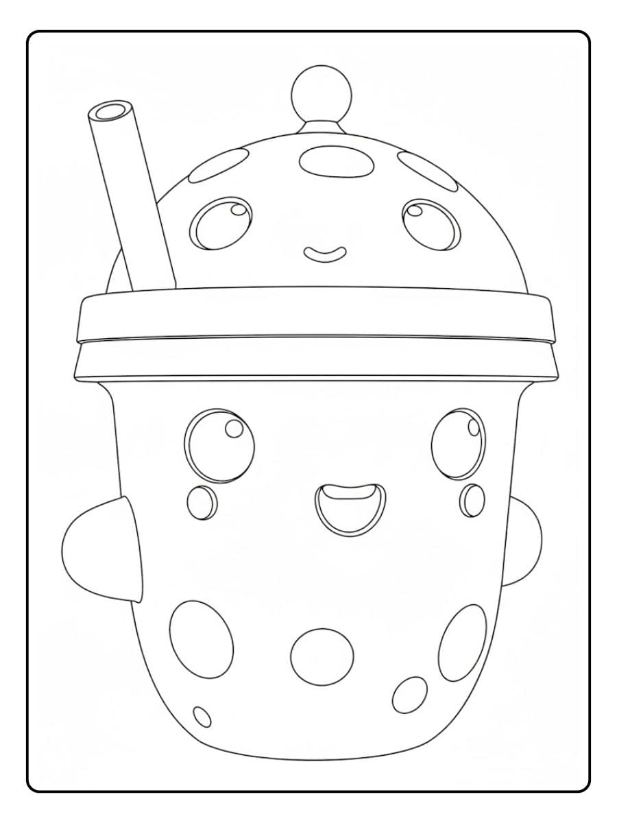 Coloriage Bubble Tea Kawaii Facile et Simple