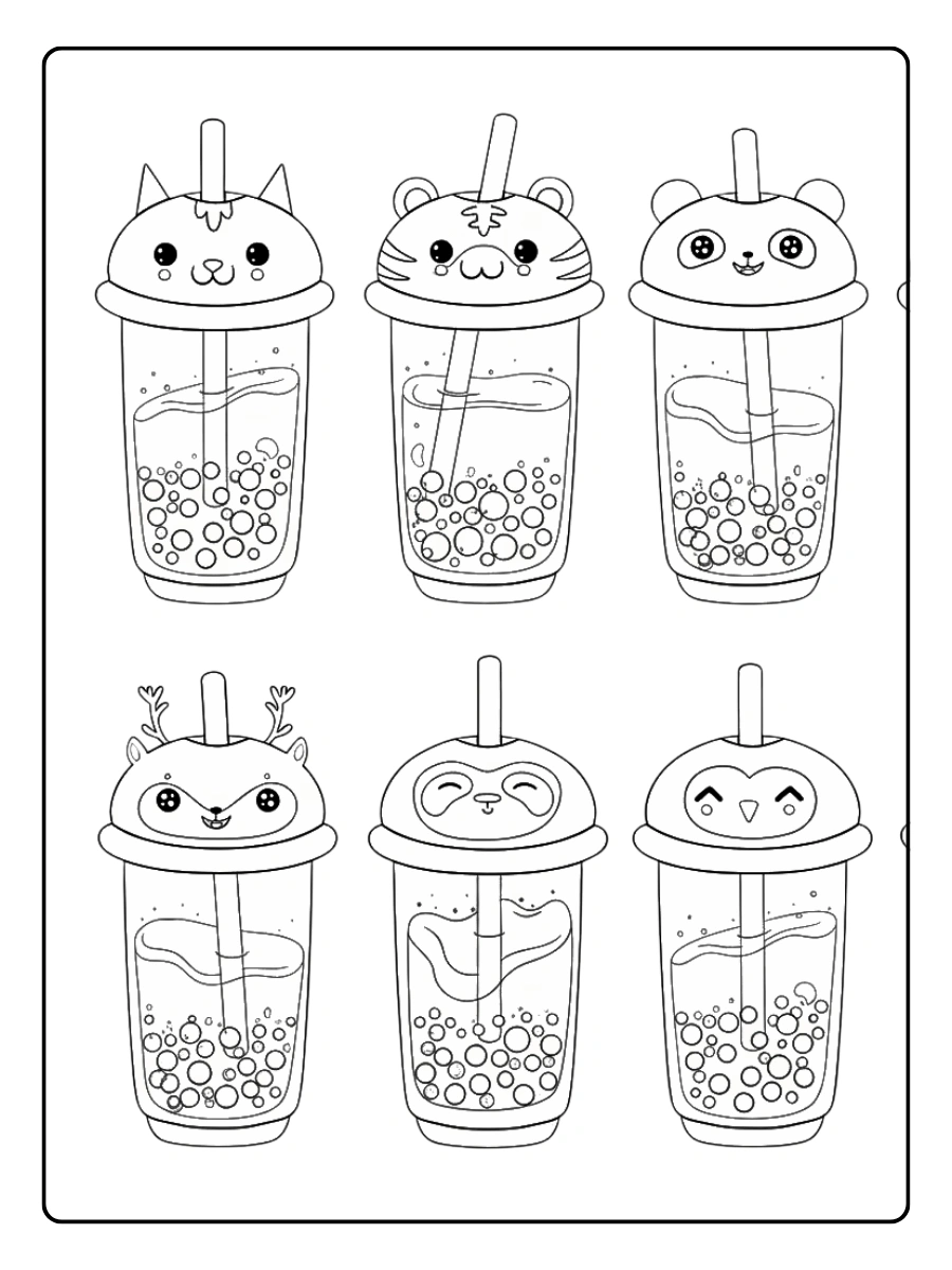Coloriage Bubble Tea Kawaii