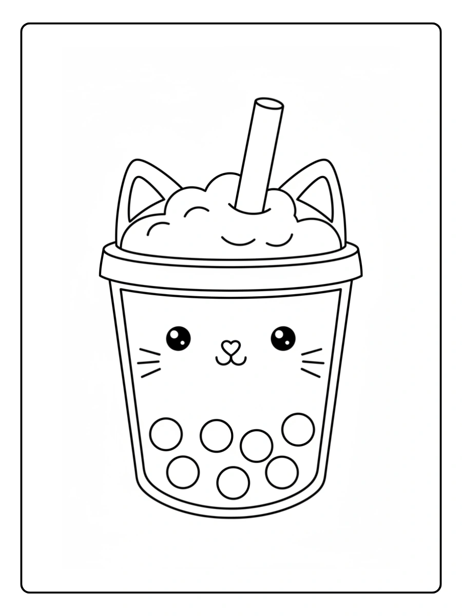 Coloriage Bubble tea en forme d’animal