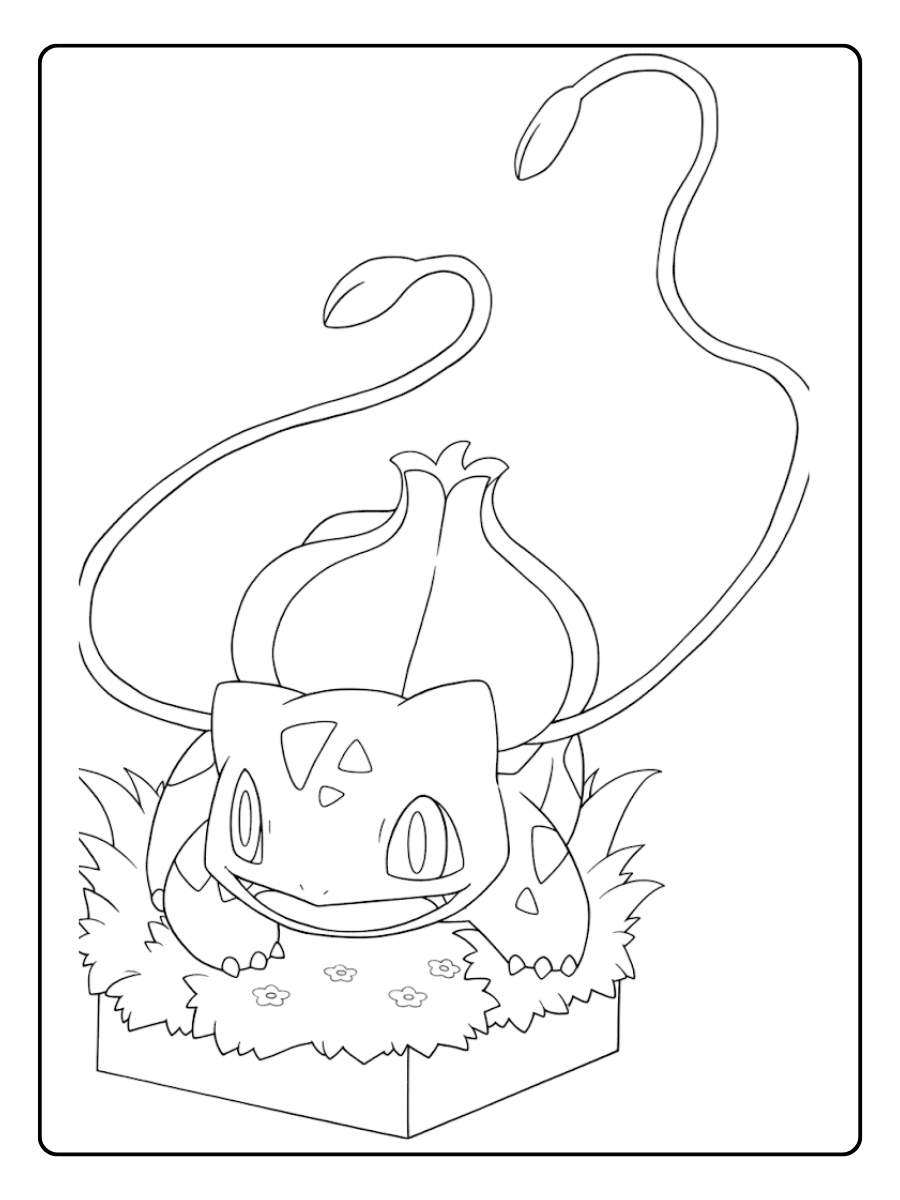 Coloriage Bulbizarre Le Petit Pokémon dans les Feuilles