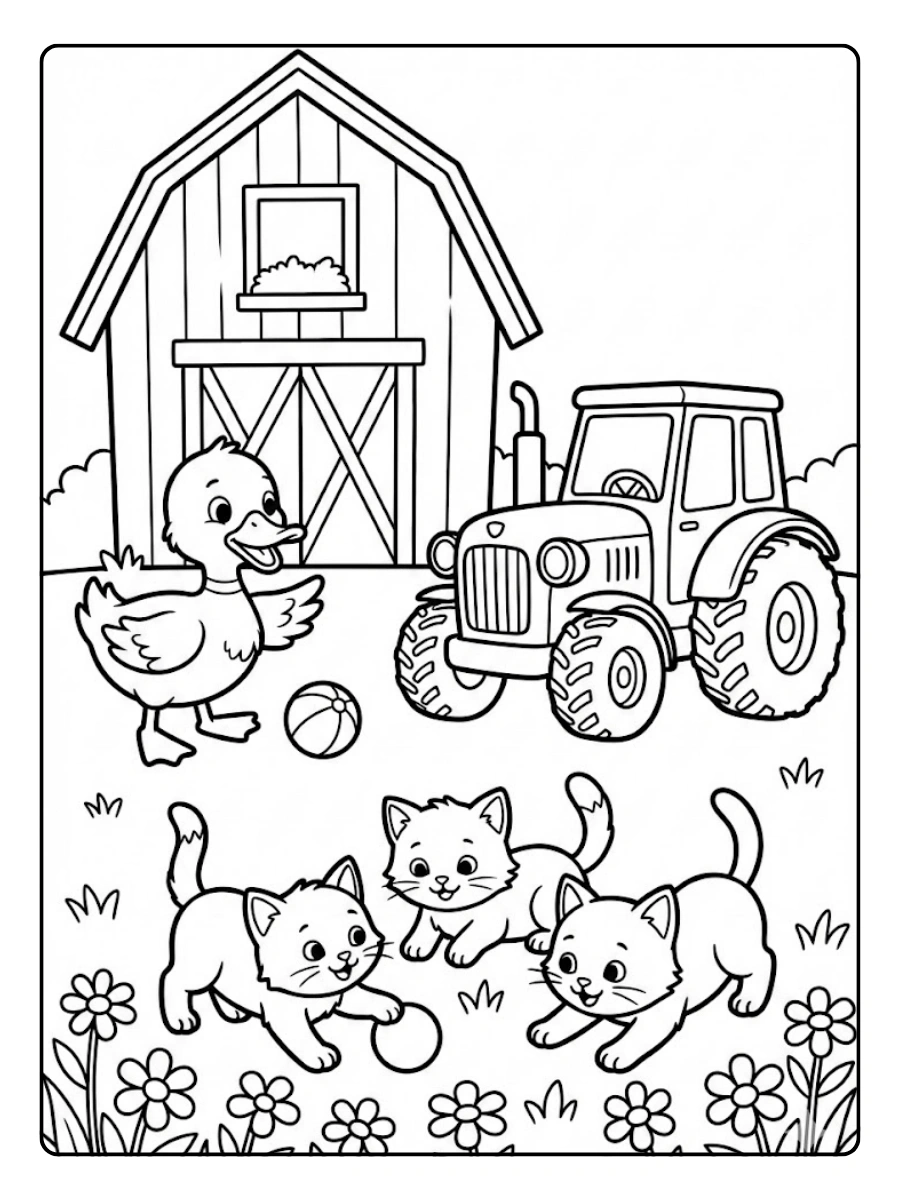 Coloriage Canard à la ferme