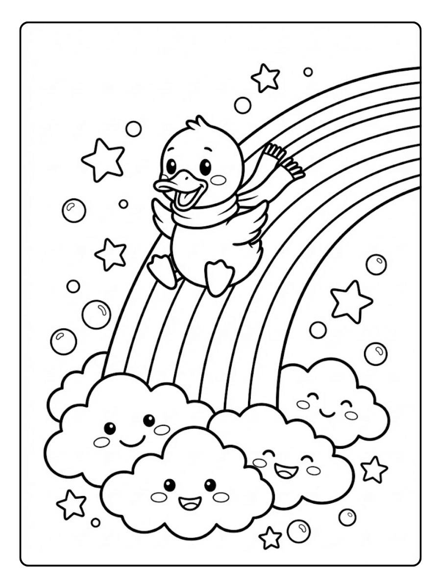 Coloriage Canard arc en ciel