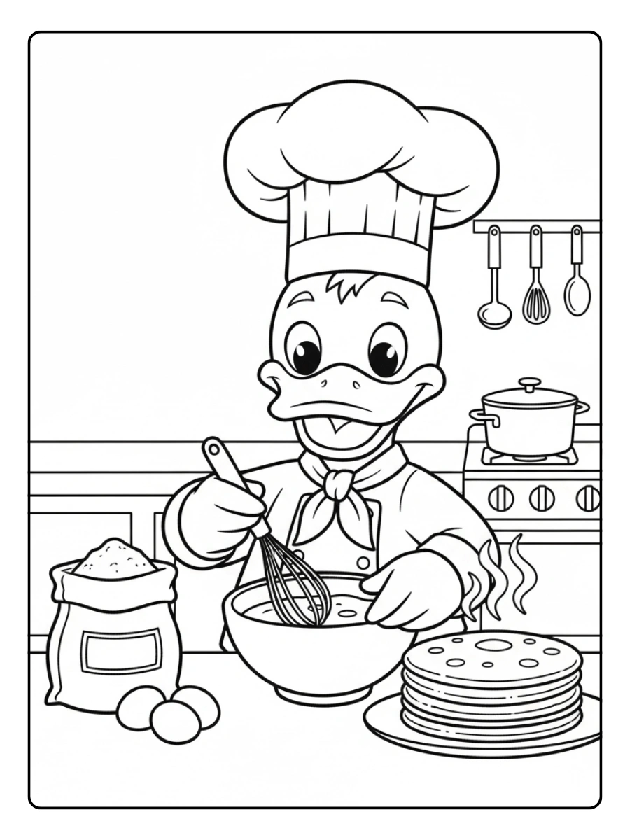 Coloriage Canard chef cuisinier