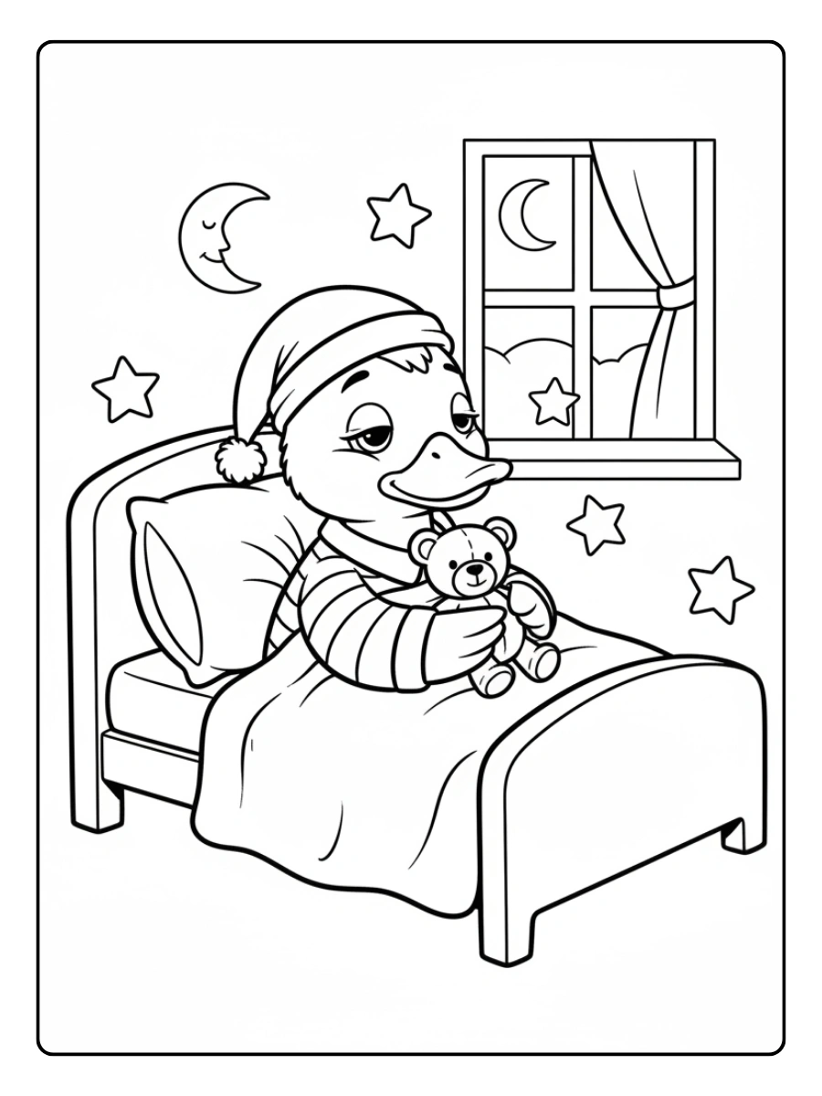Coloriage Canard en pyjama