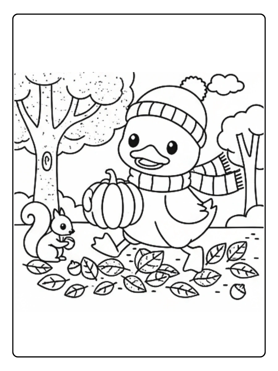 Coloriage Canard et les Automne