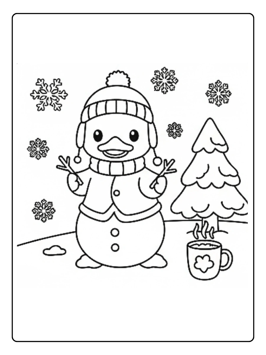 Coloriage Canard et les Hiver