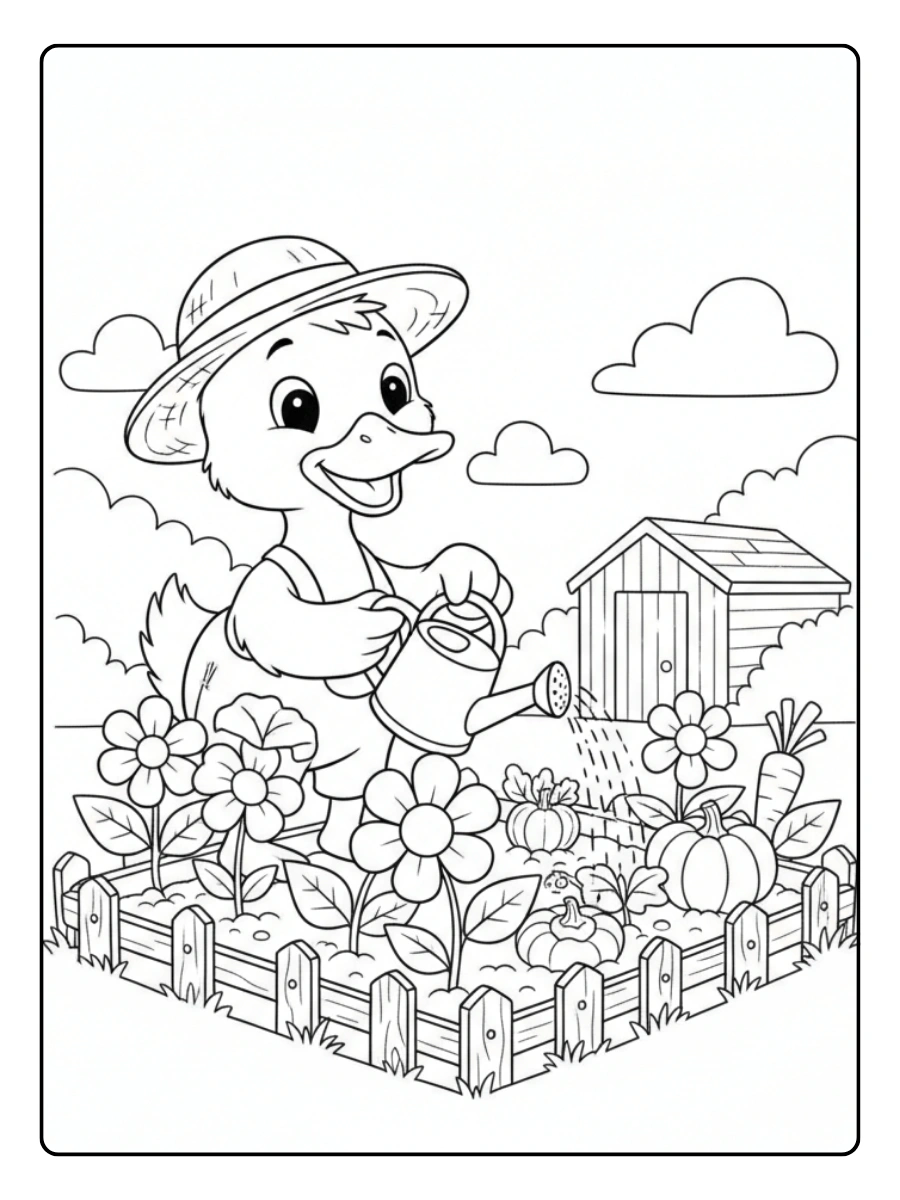 Coloriage Canard jardinier