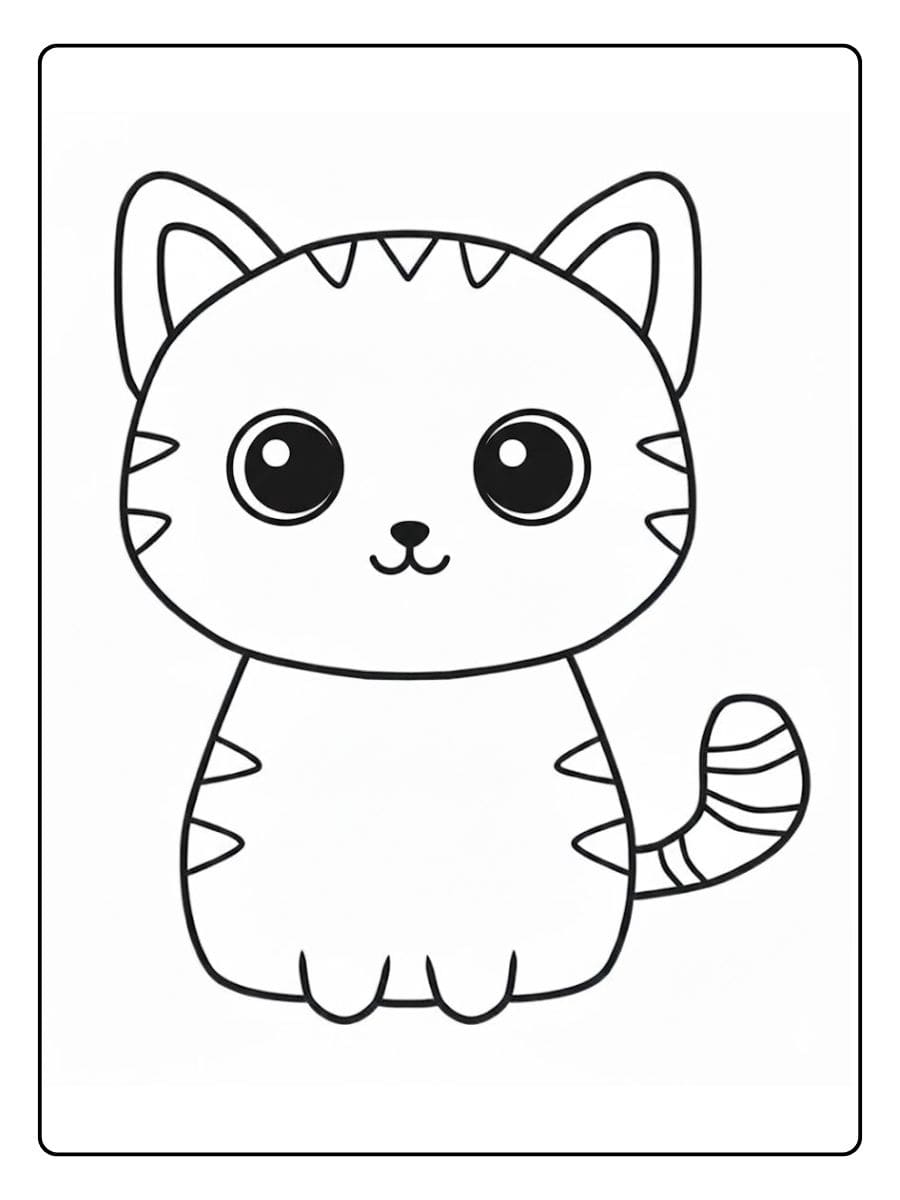 Coloriage Chat Kawaii Adorable Chaton à Colorier