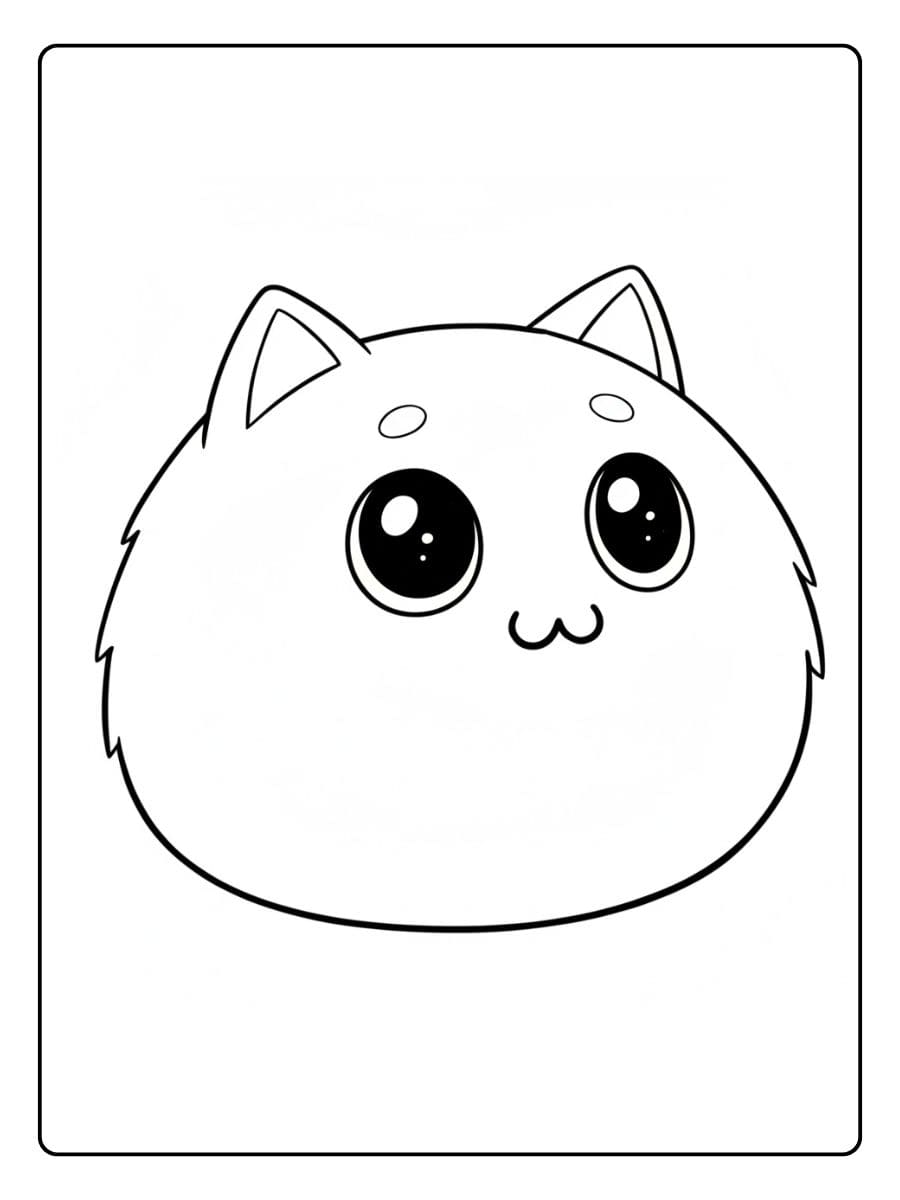 Coloriage Chat Kawaii Contour Simple pour Enfants