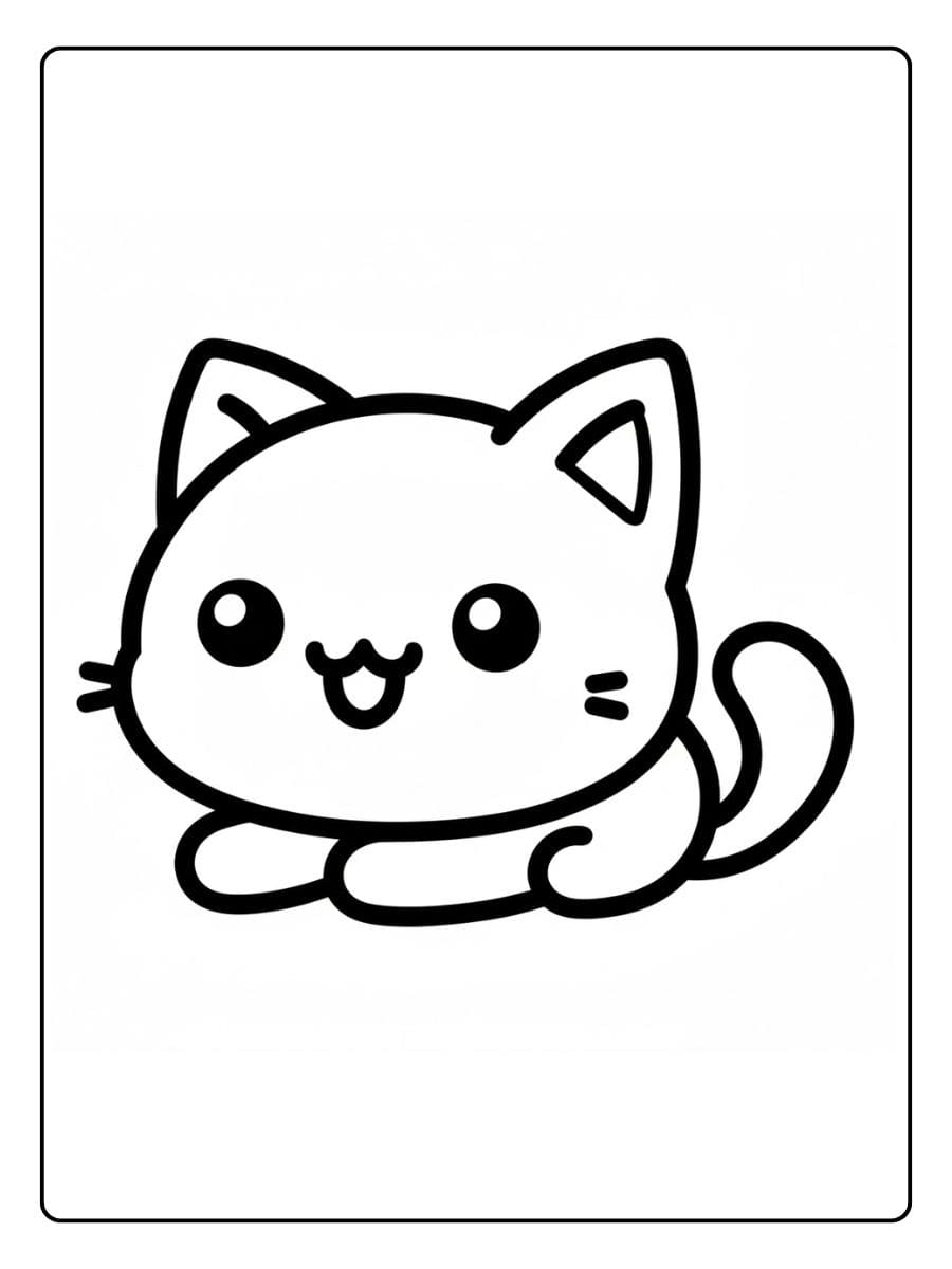 Coloriage Chat Kawaii Facile dans une Tasse