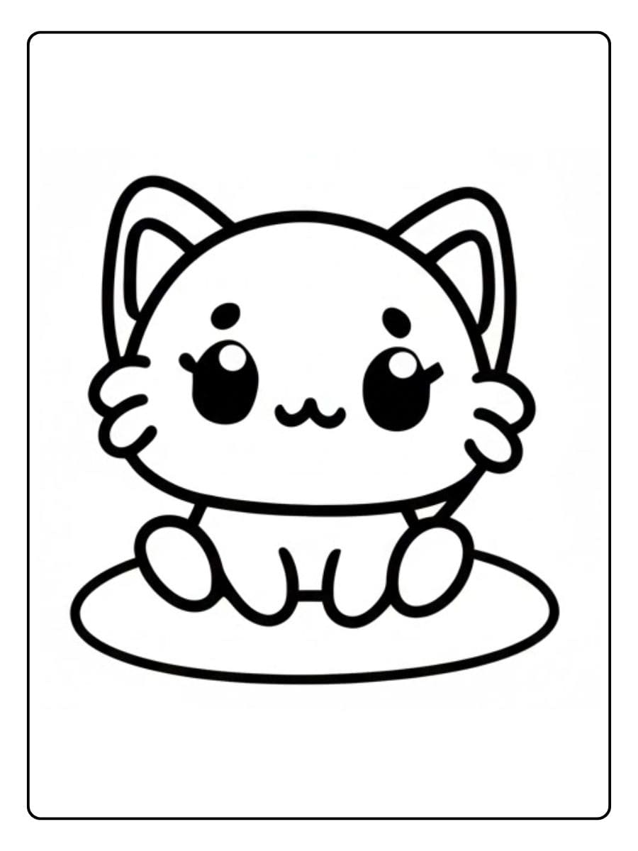 Coloriage Chat Kawaii Serein dans une Tasse