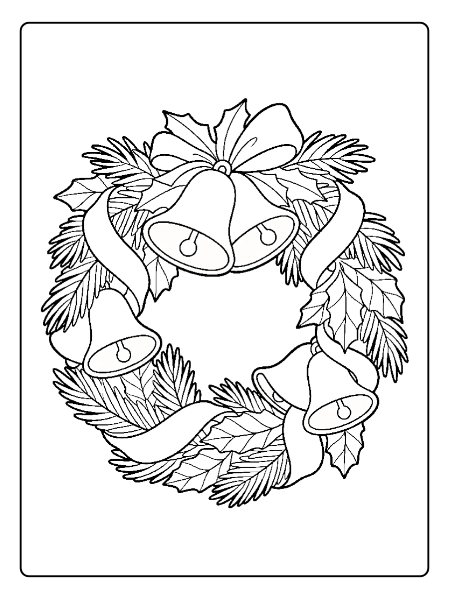Coloriage Couronne avec cloches dorées