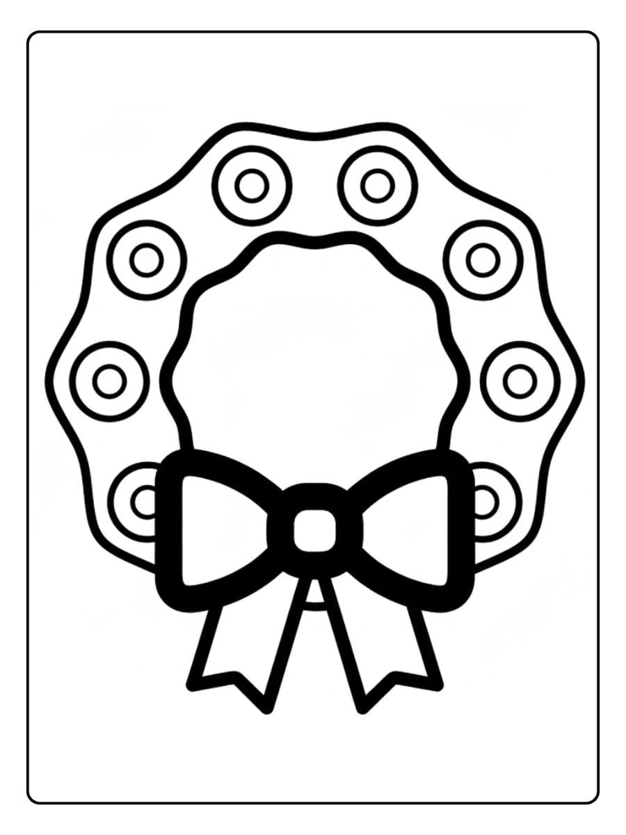 Coloriage Couronne de Noel Facile Chat Renne Mignon