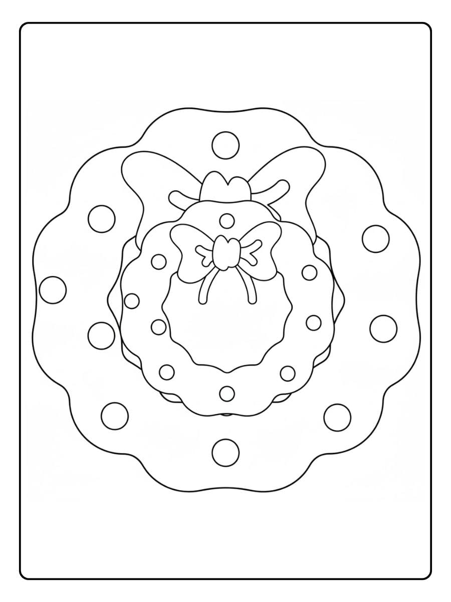 Coloriage Couronne de Noel Feuillage d'Hiver Simple