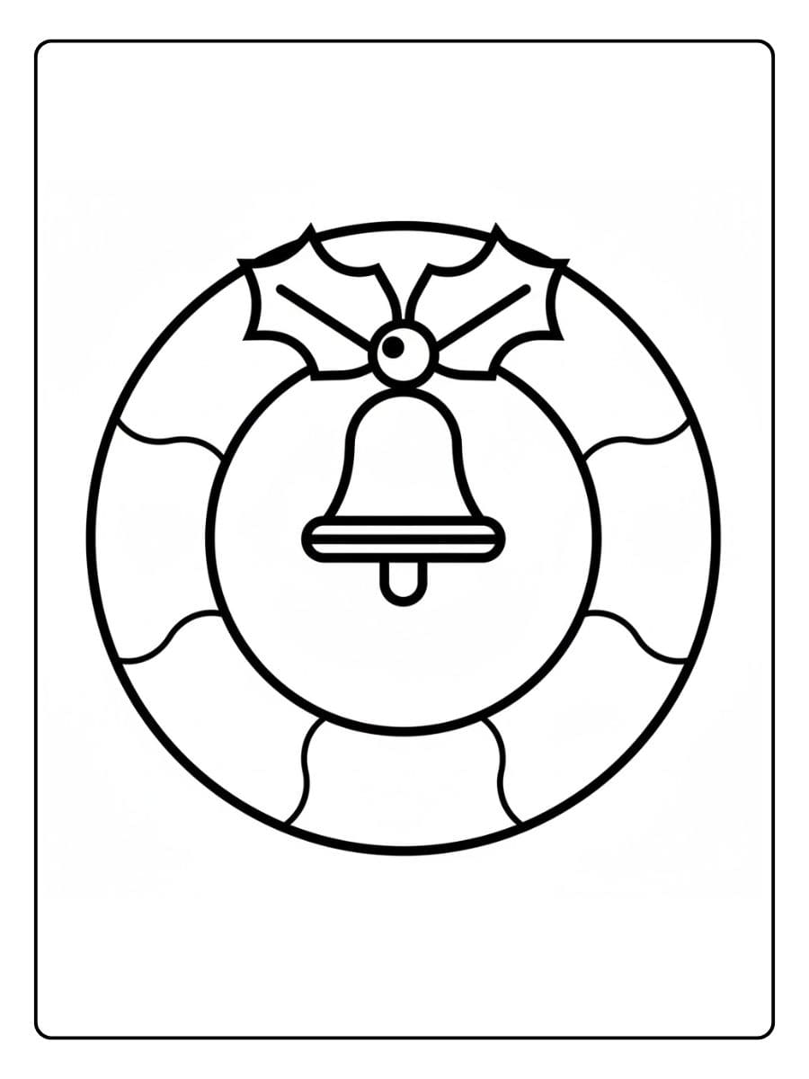 Coloriage Couronne de Noel Mignon Chat avec une Guirlande Festive