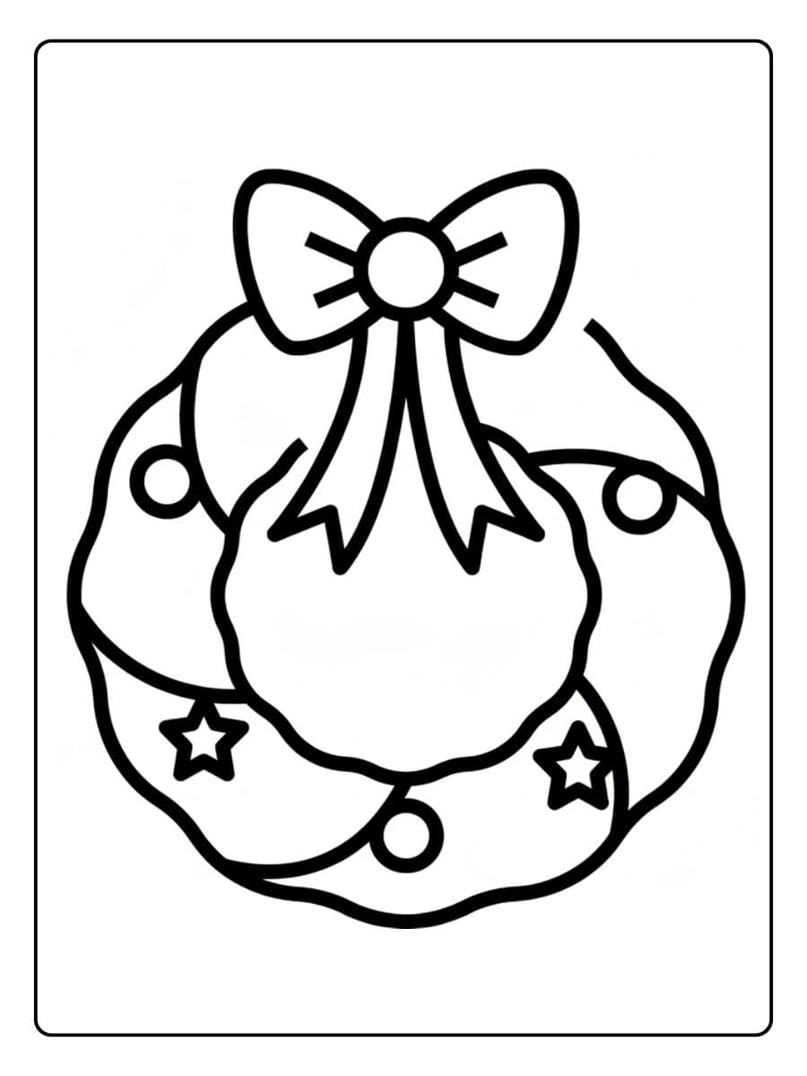 Coloriage Couronne de Noel Scène de fête et cadeaux