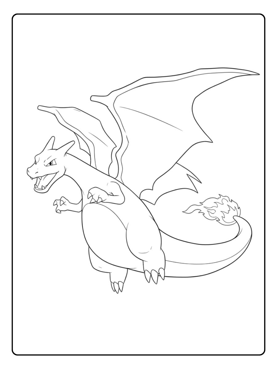 Coloriage Dracaufeu Dracaufeu en Pleine Action