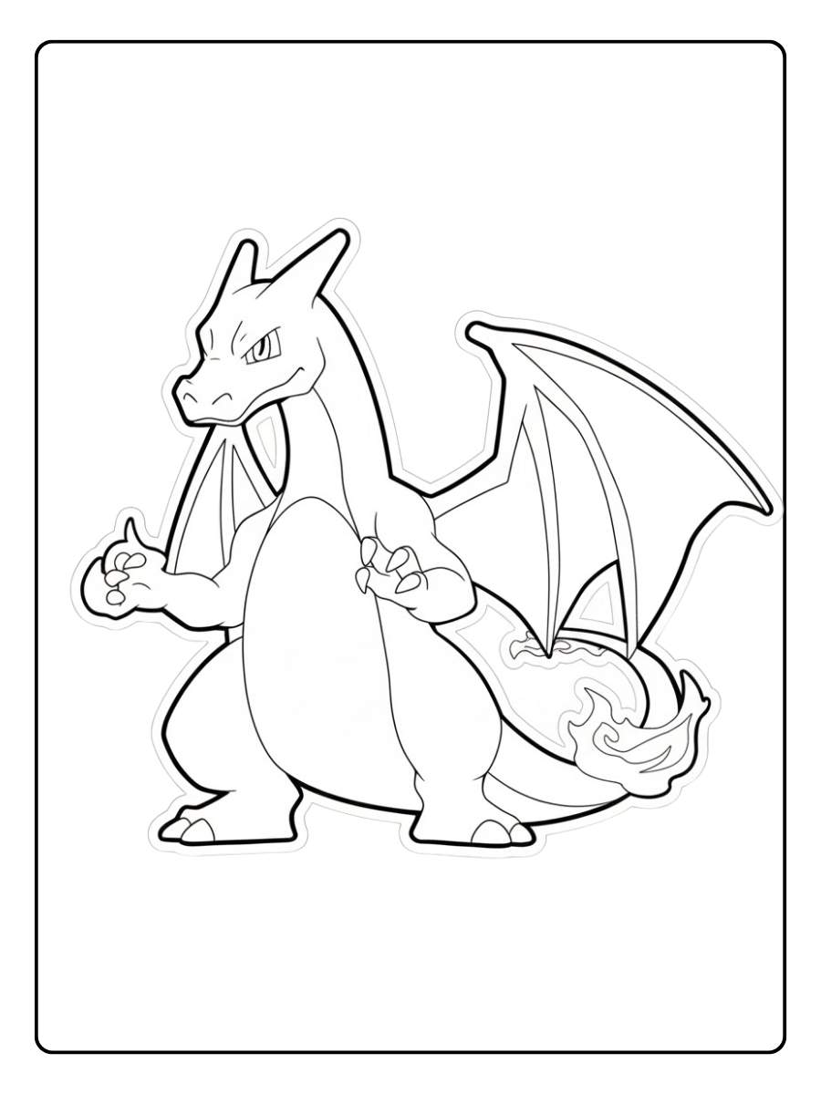 Coloriage Dracaufeu Le Petit Pokémon Héroïque