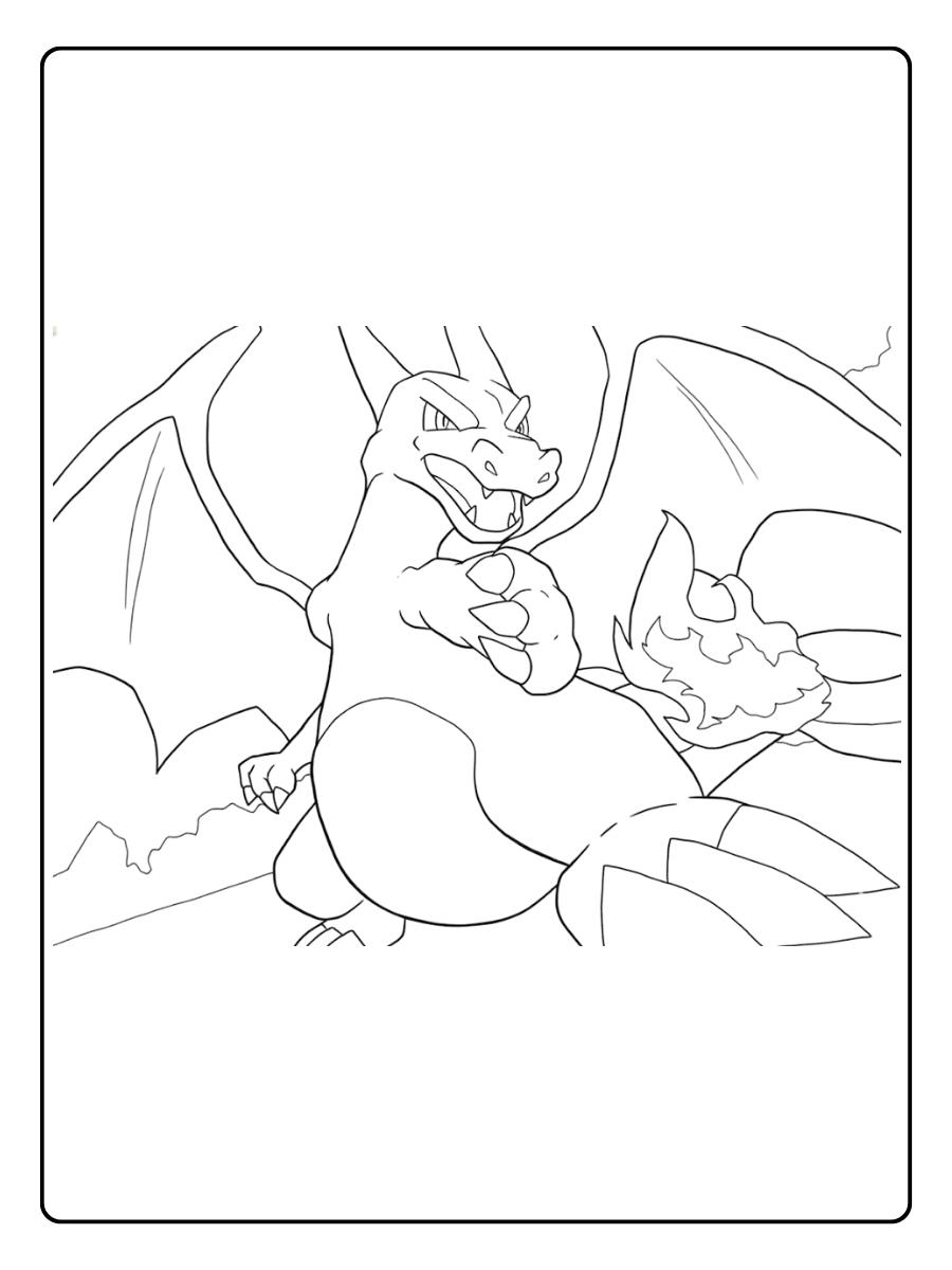 Coloriage Dracaufeu Le Pokémon Dragon légendaire