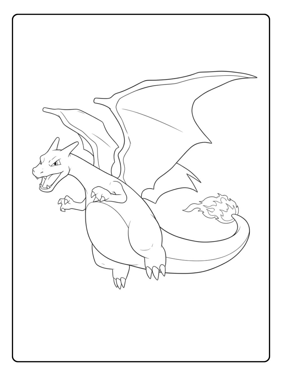 Coloriage Dracaufeu Le Puissant Cracheur de Feu