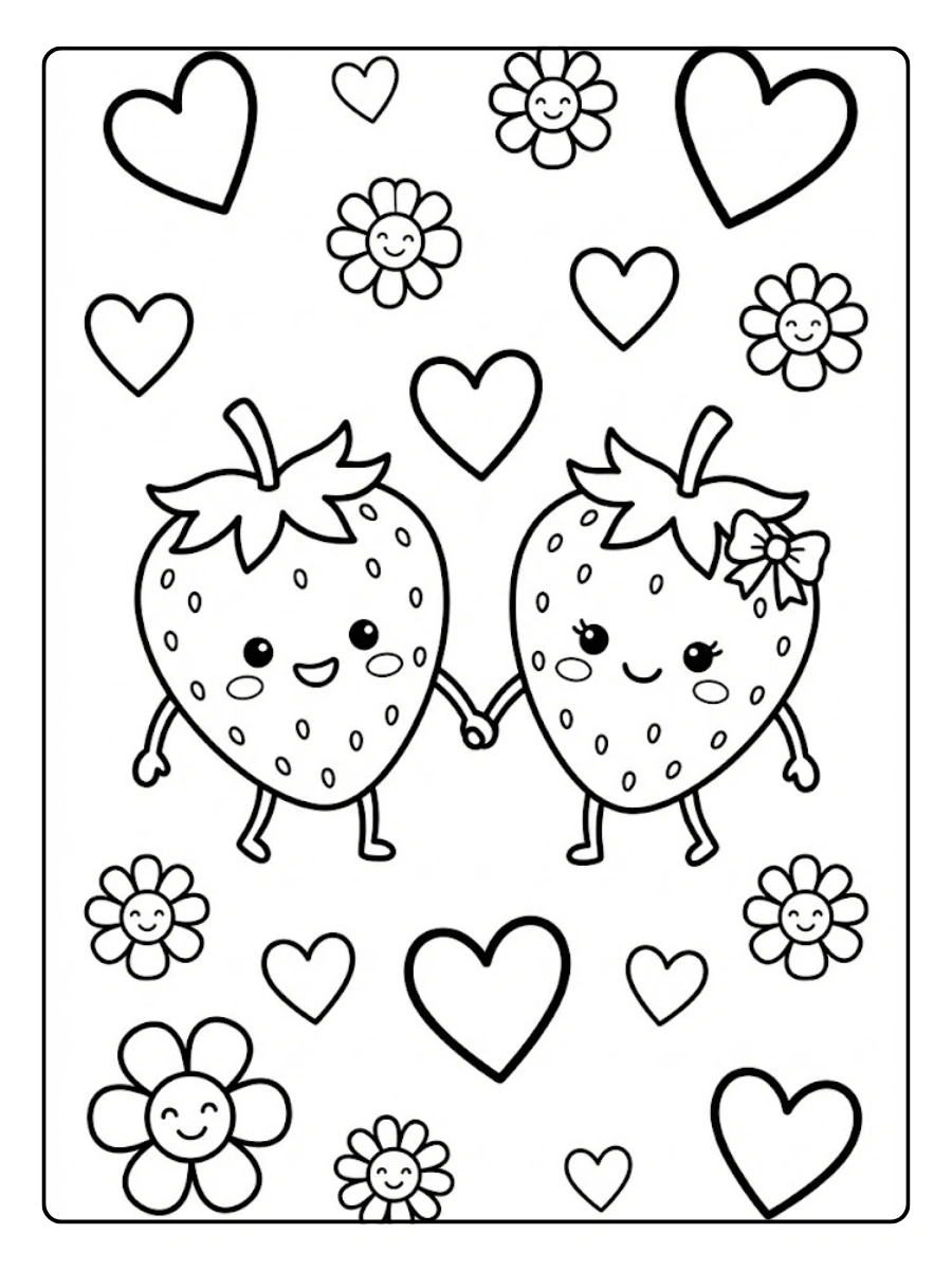 Coloriage Fraise Amoureuse
