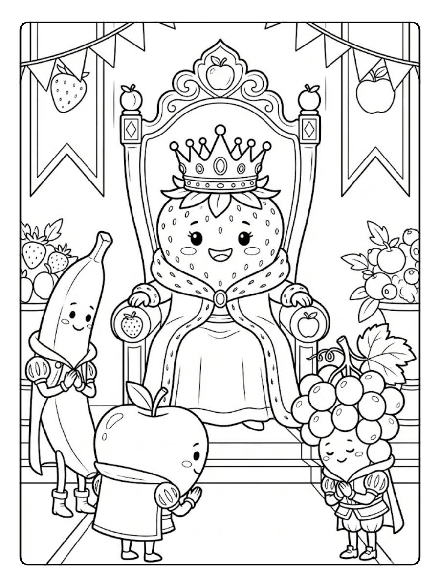Coloriage Fraise Reine des Fruits