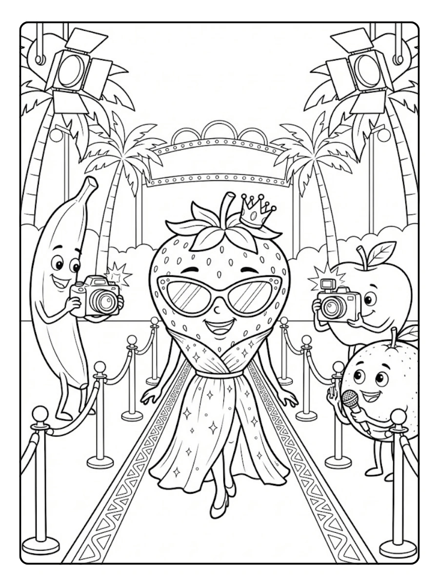 Coloriage Fraise Star de Cinéma & Tapis Rouge