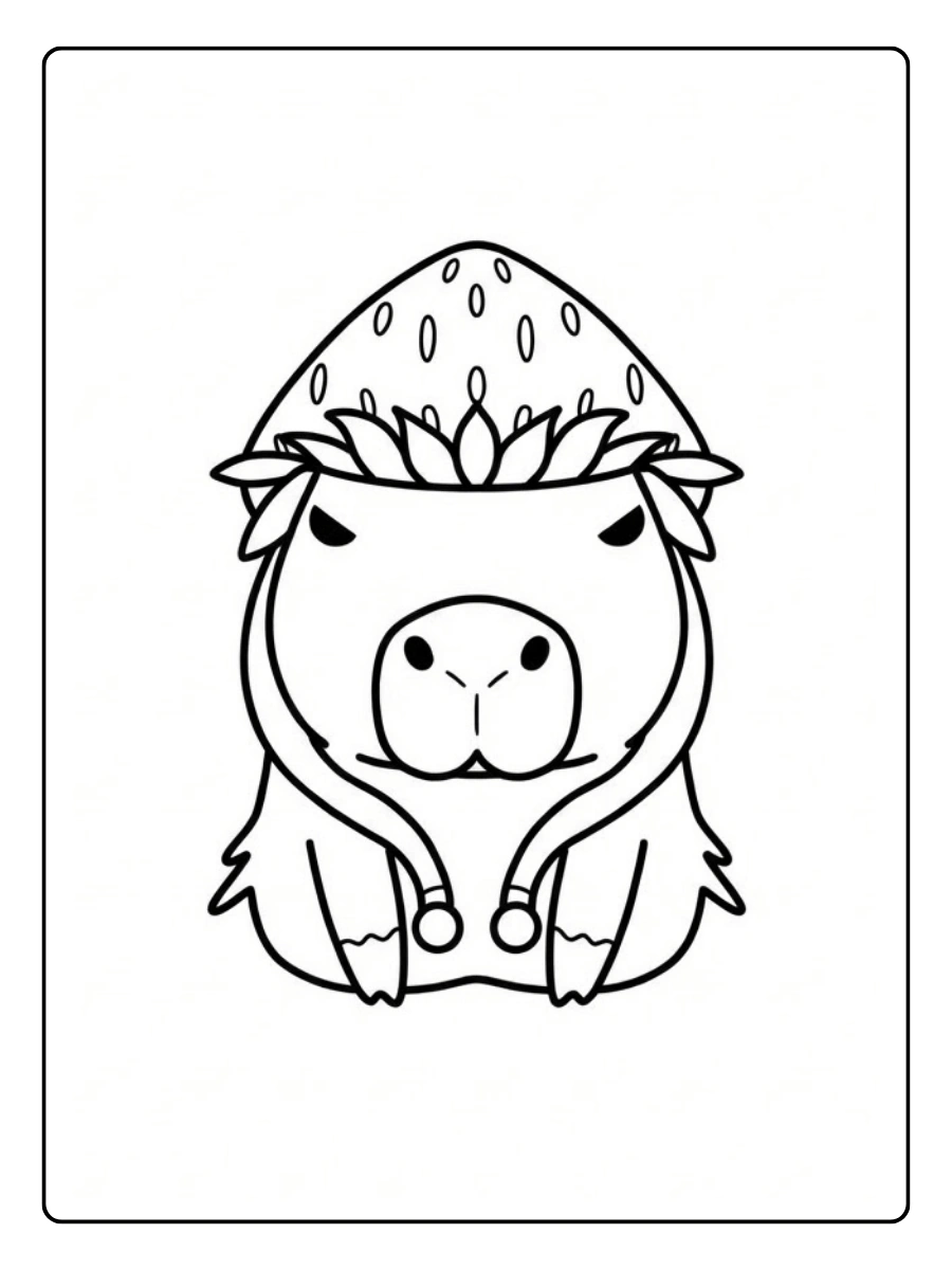 Coloriage Fraise et capybara