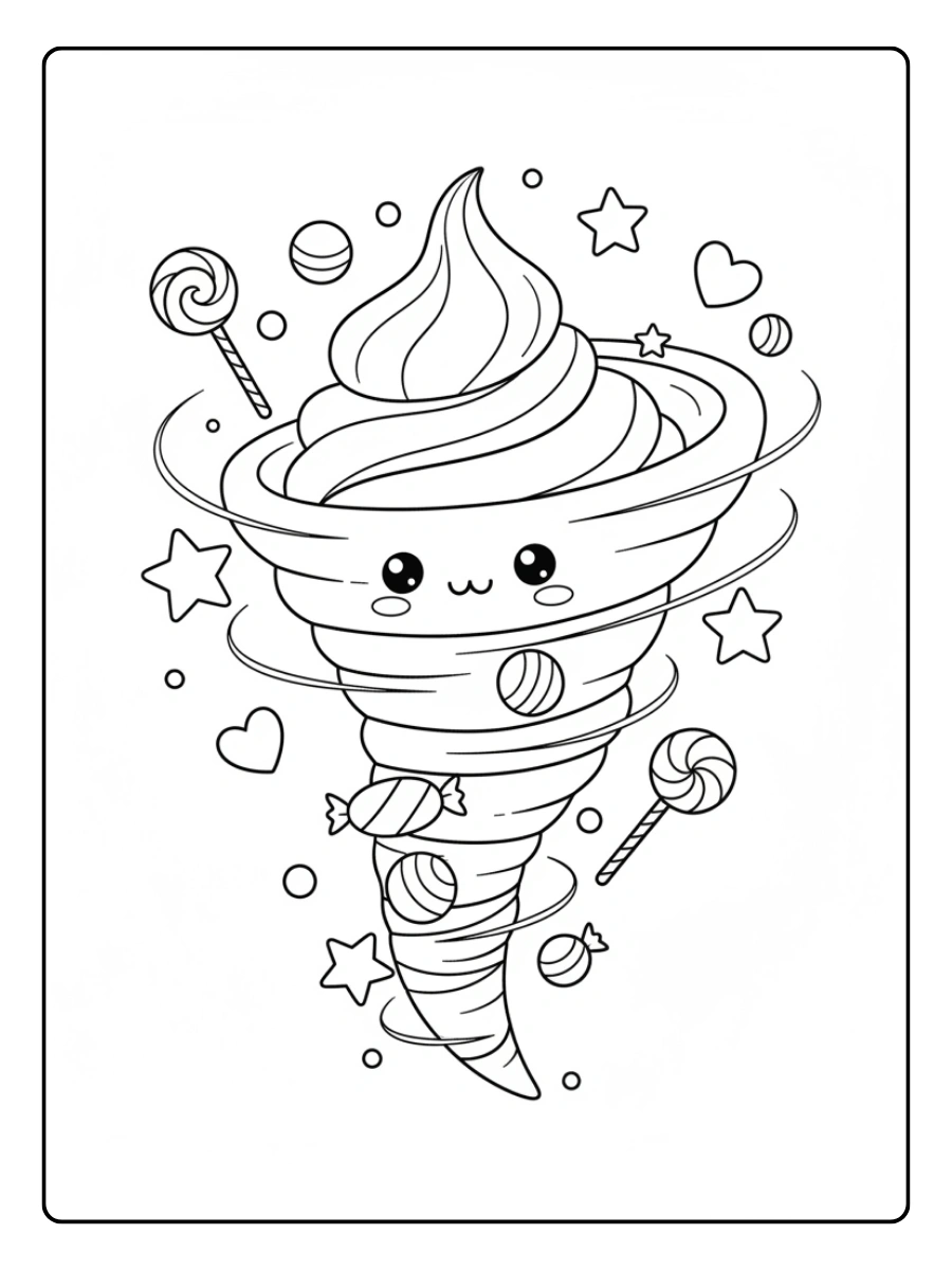 Coloriage Glace tourbillon magique qui aspire des bonbons