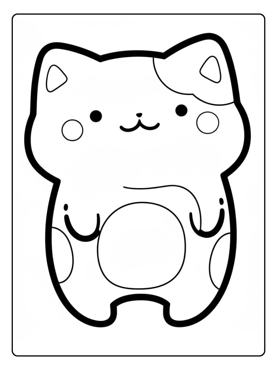 Coloriage Kawaii Animaux Chat Mignon Debout