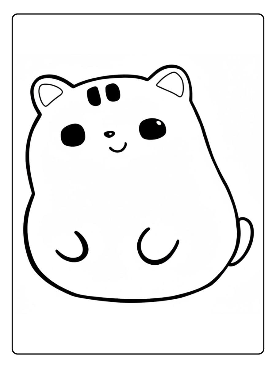 Coloriage Kawaii Animaux Hamster Mignon et Rond