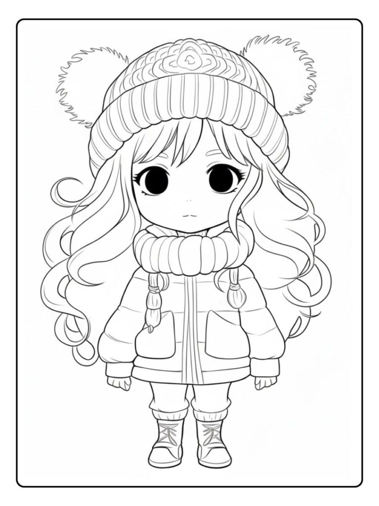 coloriage kawaii fille