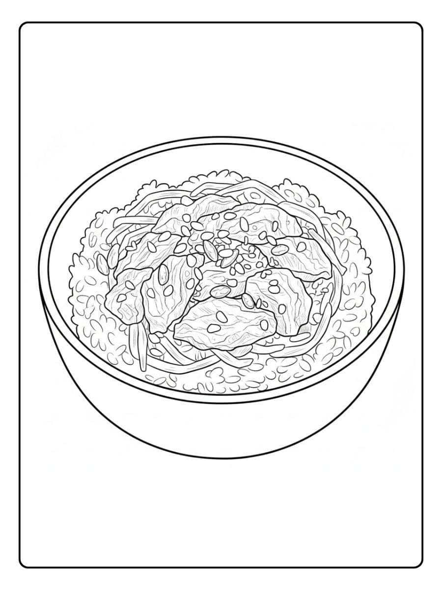 Coloriage Kawaii Nourriture Japonaise Poke Bowl Simple