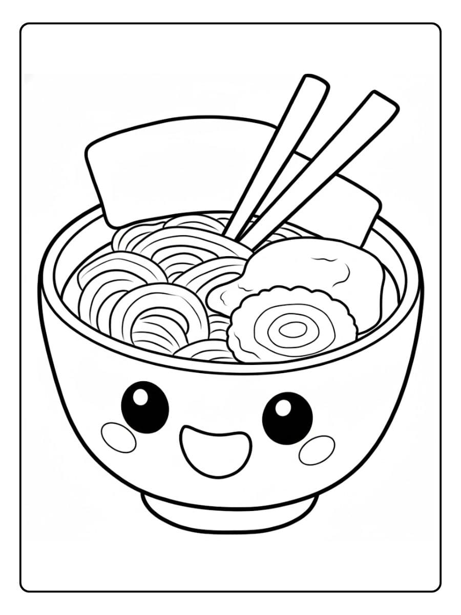 Coloriage Kawaii Nourriture Japonaise Ramen Mignon