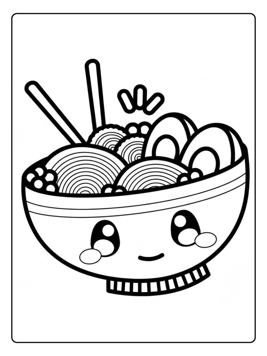 Coloriage Kawaii Nourriture Japonaise Le Ramen Parfait