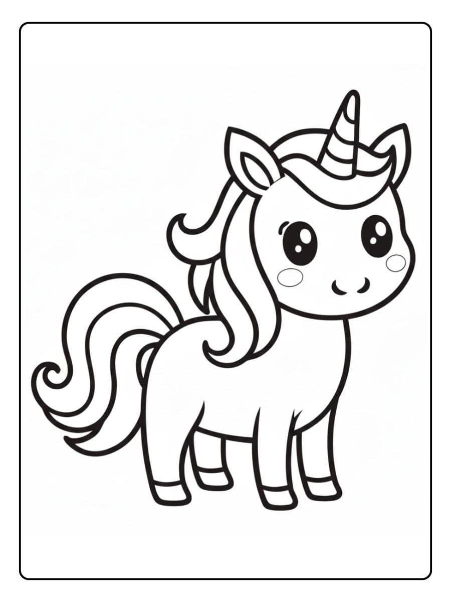Coloriage Licorne Kawaii Arc en ciel Mignonne