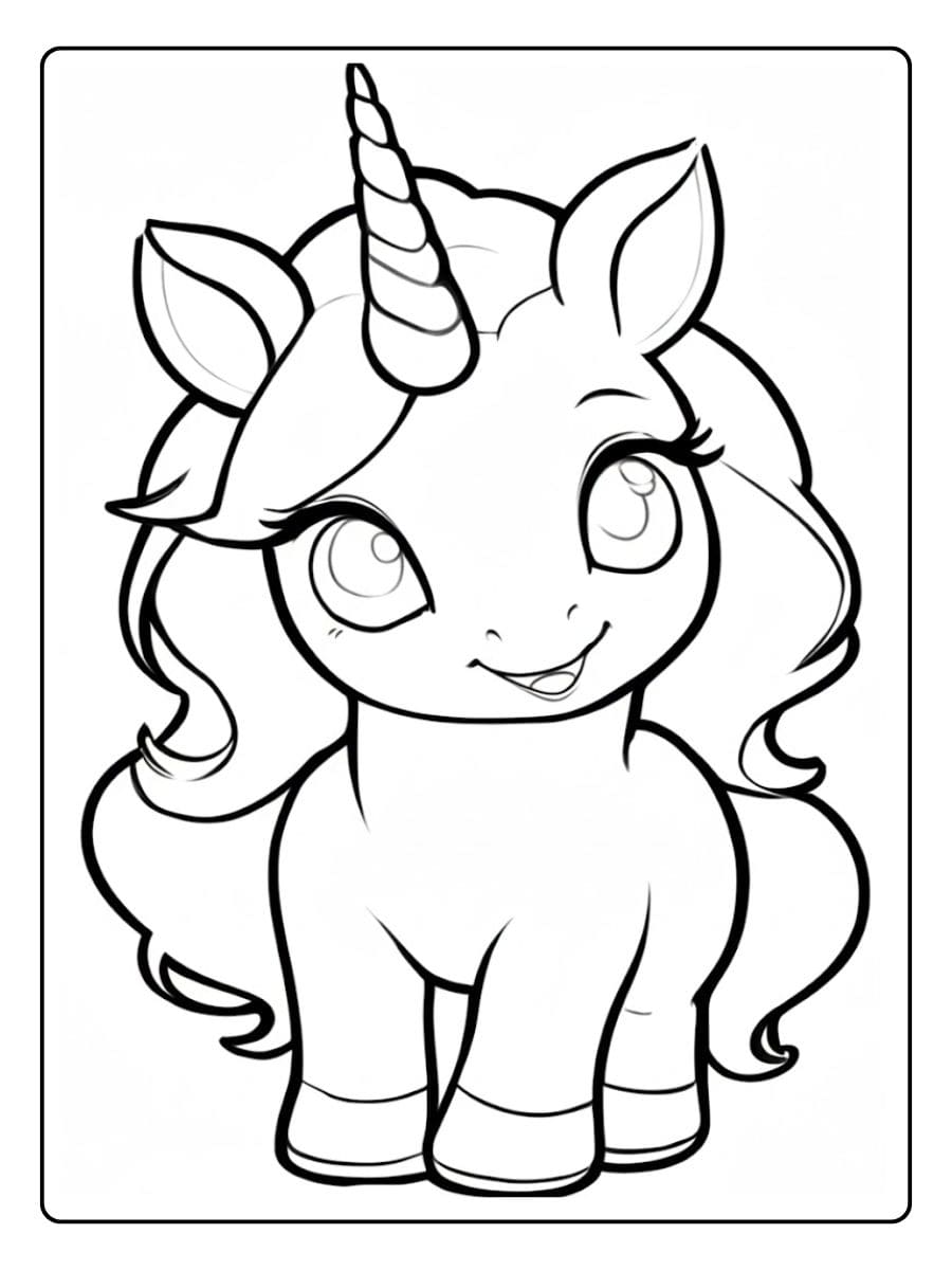 Coloriage Licorne Kawaii Dessin Simple