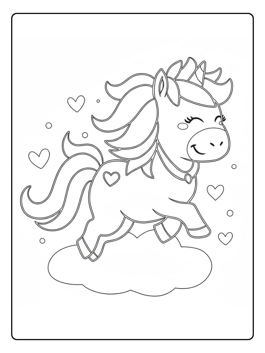 Coloriage Licorne Kawaii avec Étoiles Simplicité et Magie