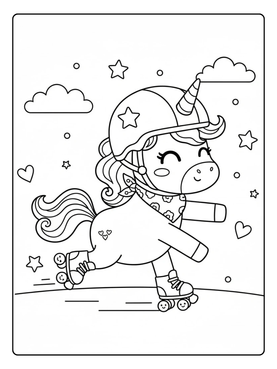 Coloriage Licorne sportive Kawaii
