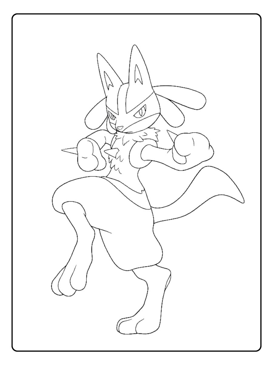Coloriage Lucario Lucario utilise Aura Sphere